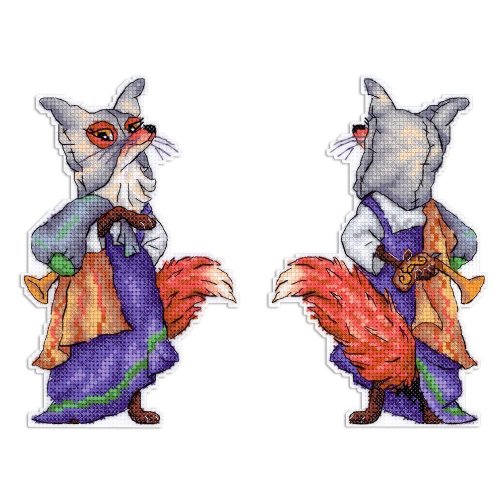 Набор для вышивания нитками МП Студия, на пластиковой канве Лиса Алиса 17х10см