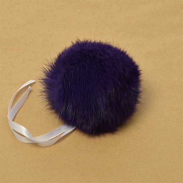 Помпон из натурального меха 100-130 мм, кролик, RUS.PNK02, т.фиолетовый А