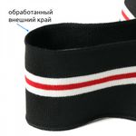 Подвяз (довяз) трикотажный 6.0х80 см, черный с белыми и красной полосами, 5 шт