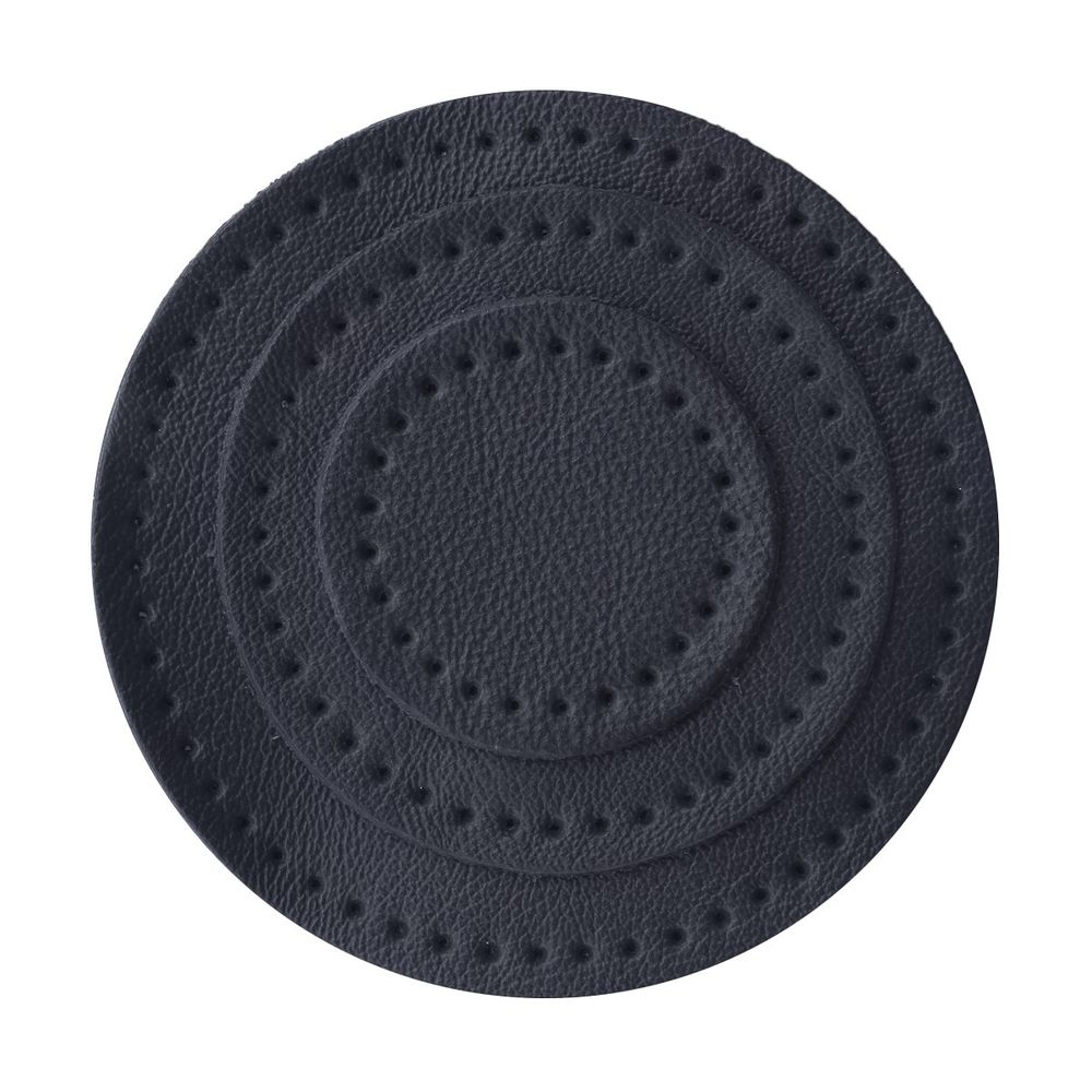 Набор заплаток пришивных из кожи, круг ⌀4см, 6см и 8см, с перфорацией, 3 шт, 100% кожа (05 темно-синий), 9401