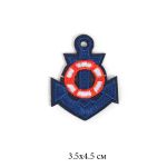 Термоаппликация 2112 Якорь синий-1 3,5х4,5 см 10 шт