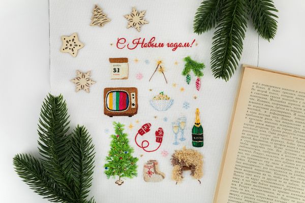 Набор для вышивания нитками Panna Живая картина JK-2327, 31 декабря, 15х20.5 см