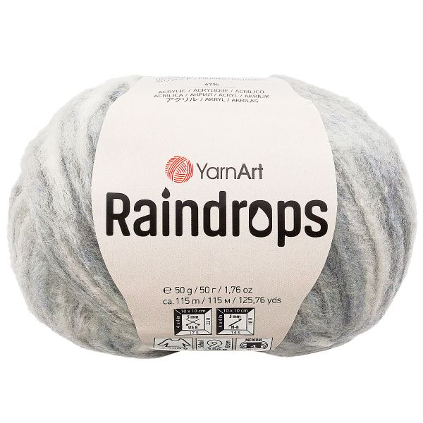 Пряжа YarnArt (ЯрнАрт) Raindrops / уп.10 мот. по 50 г, 115 м, 2906 серый меланж