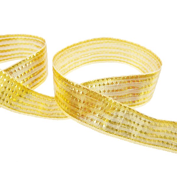 Лента металлизированная Стрела 25±2 мм / 25±0.5 метров, под золото / gold, Blitz