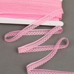 Кружево отделочное в стиле "трикотаж" 10 мм, диз. 1665 цв.218А ярк.розовый, уп.27,4м