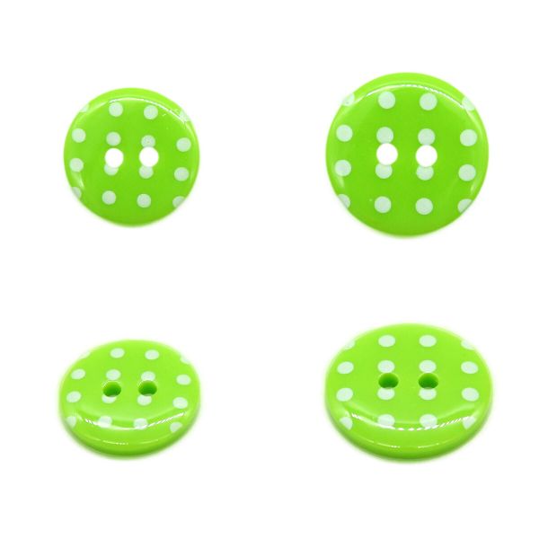 Пуговицы 2 прокола костюмные в горошек, 15х18 мм, 24 шт, цвет салатовый