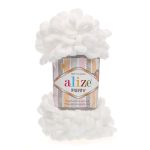 Пряжа Alize (Ализе) Puffy / уп.5 мот. по 100 г, 9м, 055 светло-молочный, SR7722479-4 /TOS/