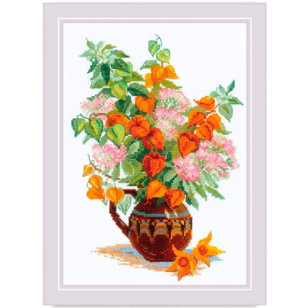 Набор для вышивания нитками Риолис, Букет с физалисом 21х30 см