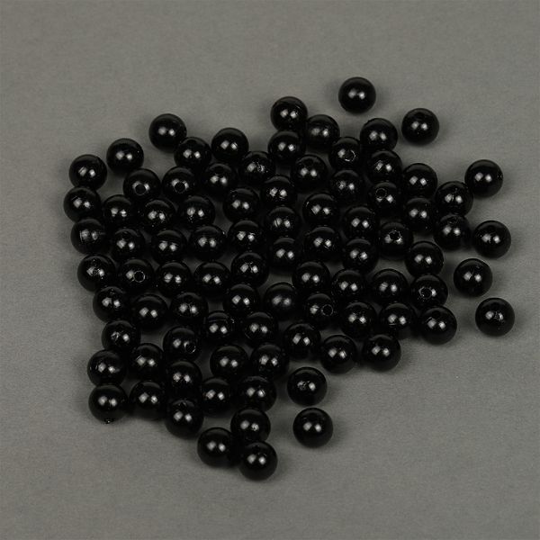 Бусины пластик (перламутр) ⌀10 мм, цв.002 черный, уп.50г (96 шт), Magic4Hobby