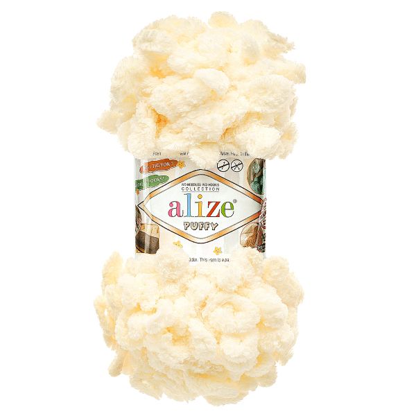 Пряжа Alize (Ализе) Puffy / уп.5 мот. по 100 г, 9м, 1 ваниль