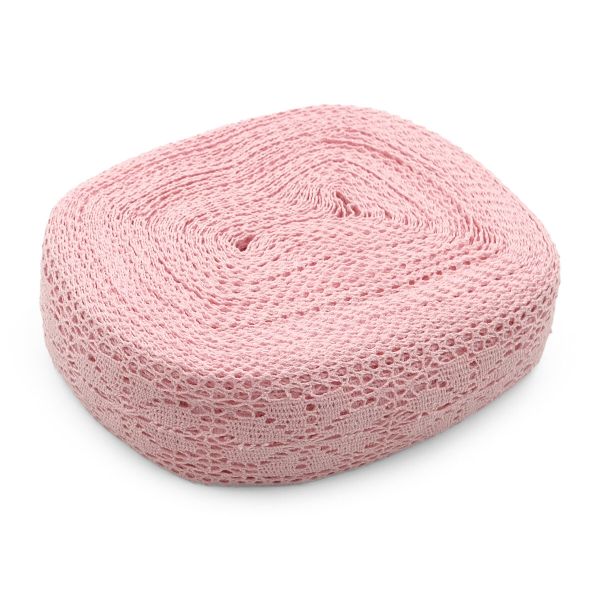 Кружево вязаное (тесьма) хлопковое 60 мм / 25 метров, рис.60.01.178 (розовый) С3749Г17