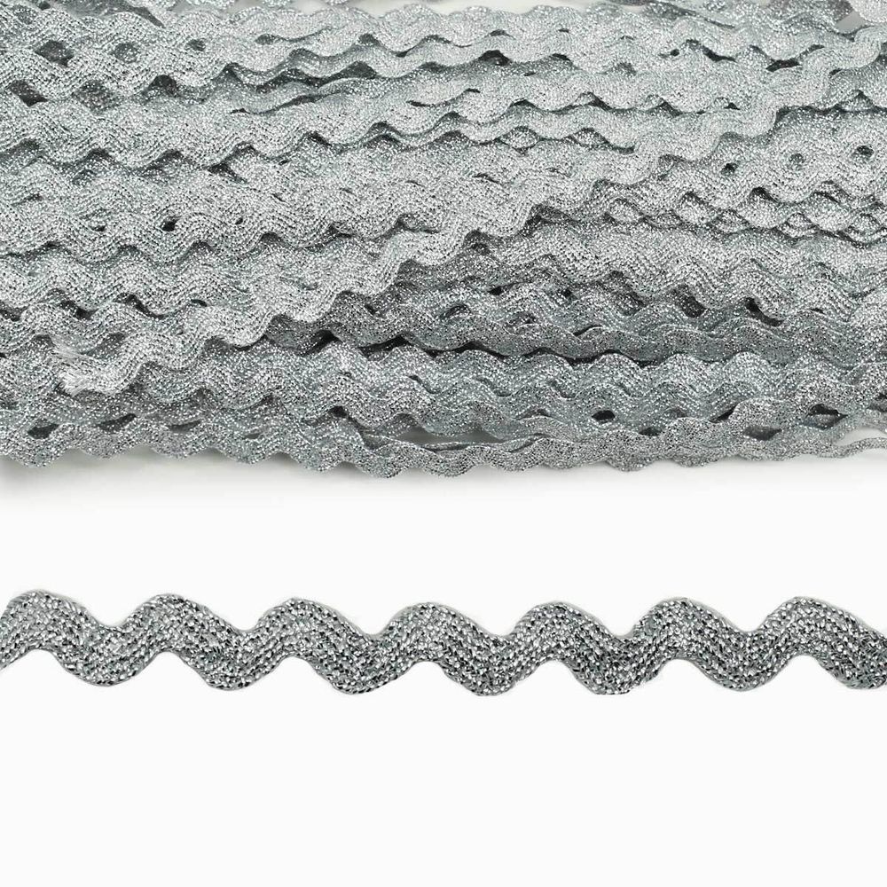 Тесьма вьюнчик с люрексом, 7 мм, 30 м (серебро), 30 м