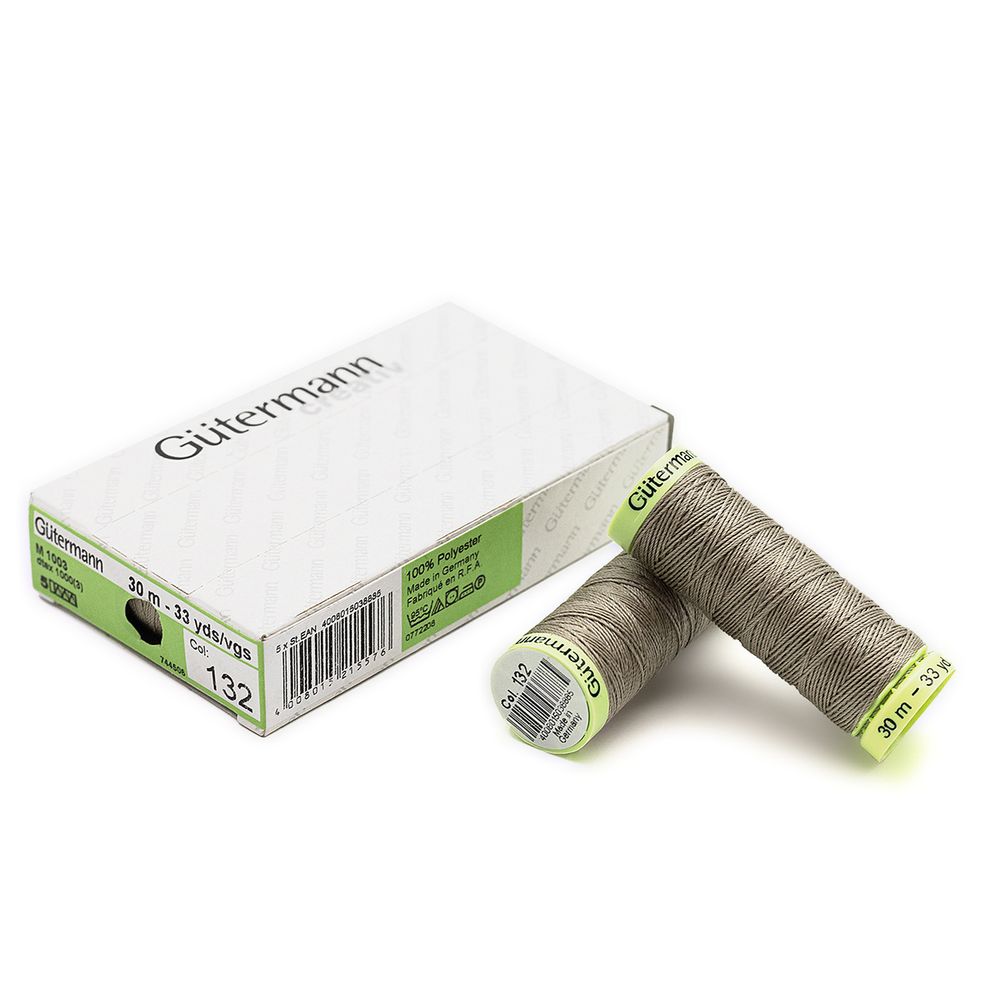 Нитки отделочные Gutermann Top Stitch, 30м, 132 болотно-песочный, 5 катушек