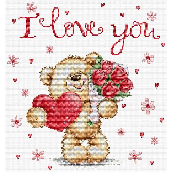 Набор для вышивания нитками Luca-S B1421, Я тебя люблю 20х22 см