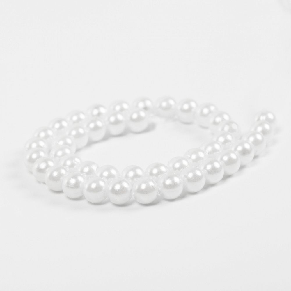 Бусины пластик (перламутр) ⌀8 мм, цв.033 белоснежный, уп.50г (213 шт), Magic4Hobby