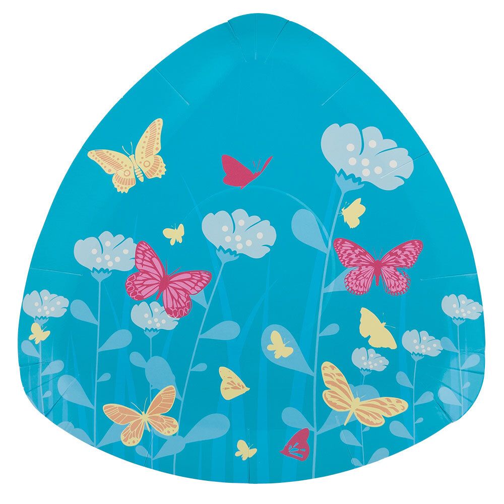 Тарелки бумажные Треугольные 23 см, 6х6 шт, 01- бабочки, Boomzee TRL-04