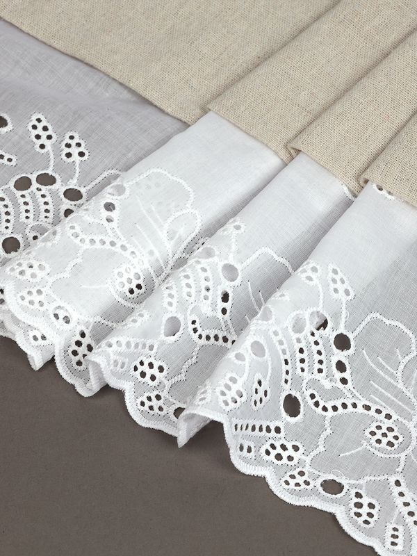 Кружево шитьё 240 мм / 2.7 метра, хлопок, TBY.0028, 01 белый