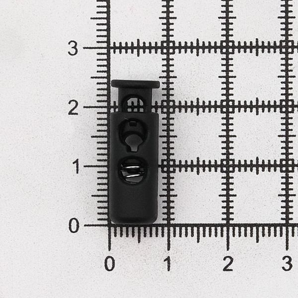 Фиксатор (зажим) для шнура пластик 2 отв., ⌀4.4 мм, 24х8 мм, цилиндр, черный, 200 шт