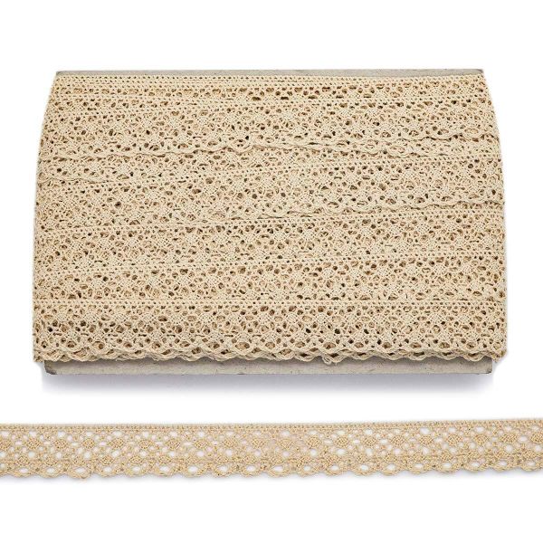 Кружево вязаное (тесьма) хлопковое 25 мм / 25 метров, одностор. (02 бежевый)