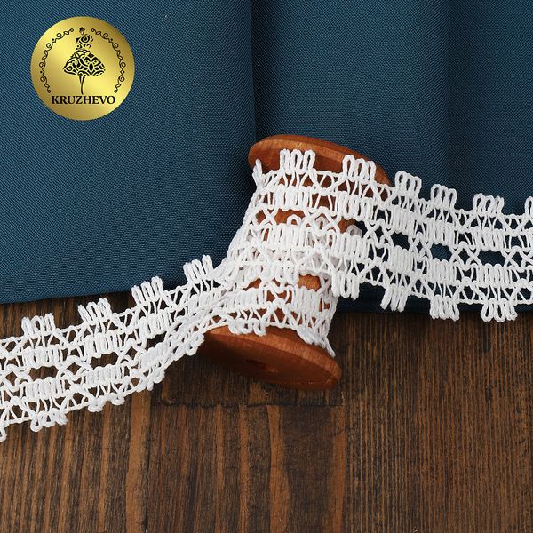 Кружево вязаное (тесьма) 36 мм 6322, цв.003 белый уп.25м, Kruzhevo