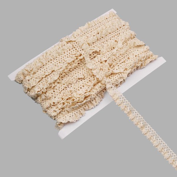 Кружево вязаное (тесьма) 15 мм / 13.72 метра, хлопок, неотбеленный, 3AR3317