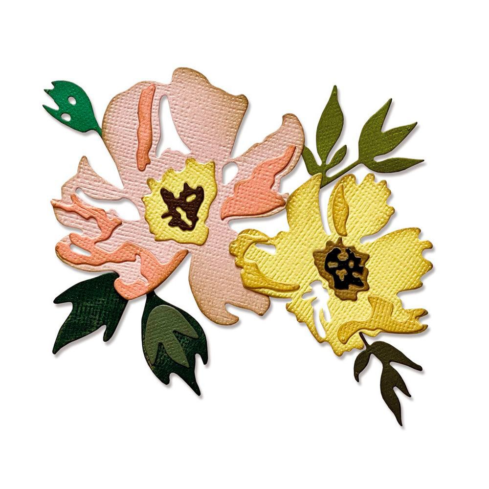 Ножи для вырубки, 7 шт, Нарисованные мазками кистью цветы №1/ Brushstroke Flowers #1 by Tim Holtz, Sizzix 665209
