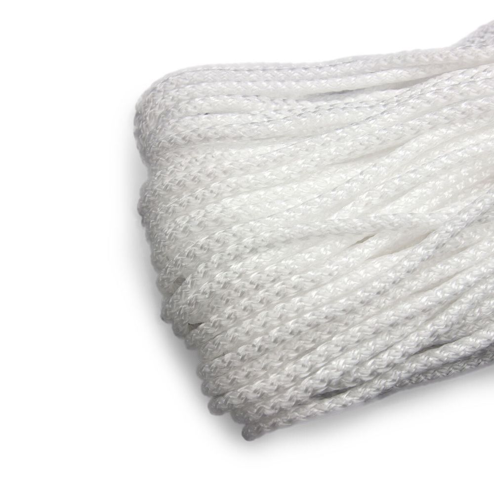 Шнур полипропилен круглый вязаный ⌀6.0 мм / 100 метров, 6-01 белый