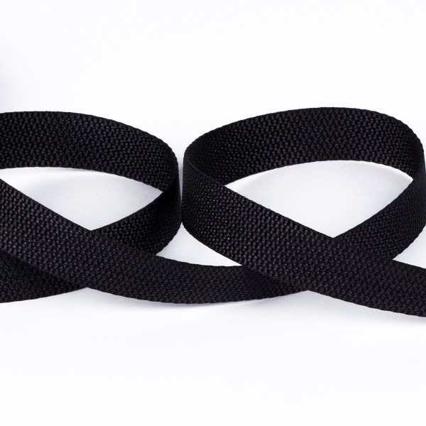 Стропа (ременная лента) 20 мм / 50 метров, толщ. 0.95 мм, [12.22 г/пог.м], 100% п/а, 00 черный, Gamma 5с611