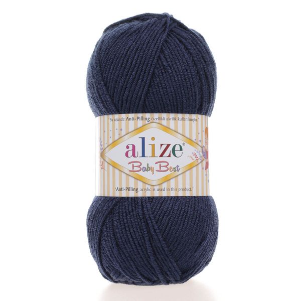 Пряжа Alize (Ализе) Baby Best / уп.5 мот. по 100 г, 240м, 058 темно-синий A