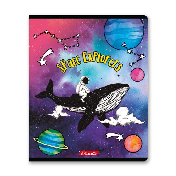 Тетрадь ученическая общая, A5+ 48 л. на скобе 65 г/м², белизна 100%, 10 шт, линия в термоусадочной пленке, 000321 Космос, Светоч 48ТСК5_1_3_2