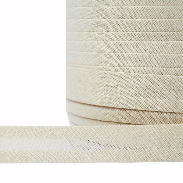 Косая бейка хлопковая 15 мм / 132±1 метра, BS, ≈2.48 г/м², F276 бежевый