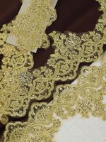 Кружево на сетке 110 мм / 2 метра, с пайетками, TBY G1232, цв.золото, Kruzhevo