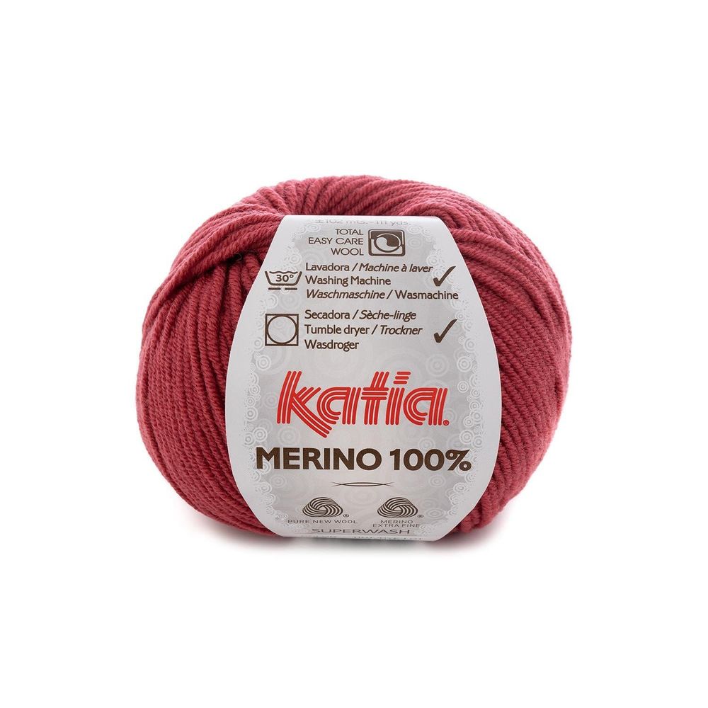 Пряжа Katia (Катя) Merino 100% / уп.10 мот. по 50 г, 102м, красный