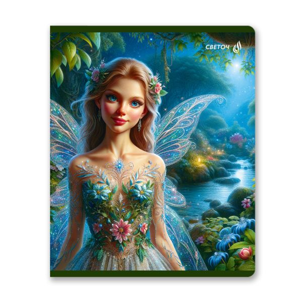 Тетрадь ученическая общая, выборочные блёстки, A5 48 л. на скобе 65 г/м², белизна 100% 10 шт клетка, 01477 Крылатая фантазия, Светоч Т83