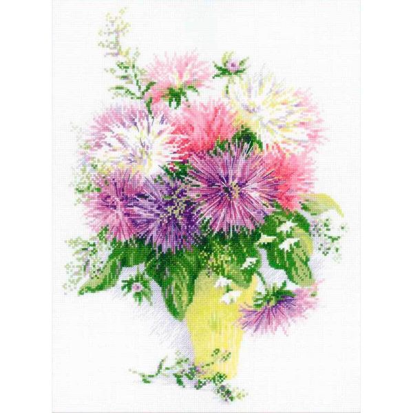 Набор для вышивания нитками Риолис, Астры, 30х40 см