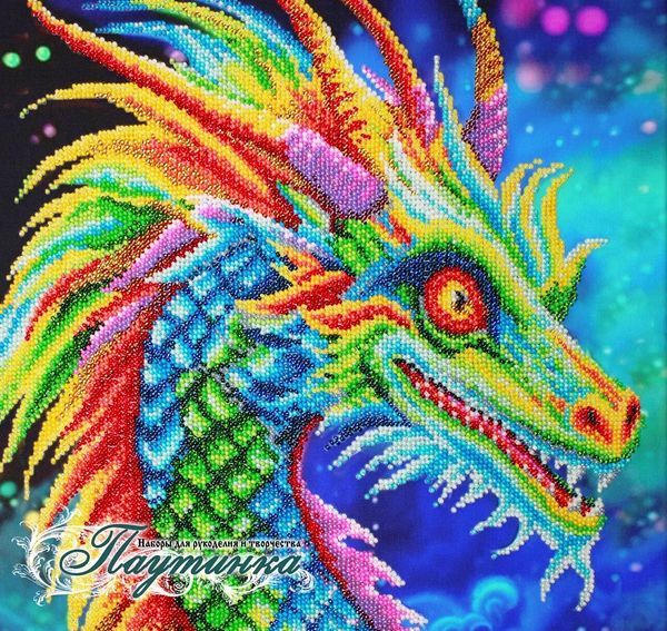 Набор для вышивания бисером Паутинка, Яркий дракон 30х40 см