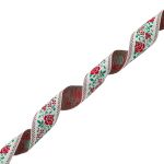 Лента (тесьма) жаккардовая 50.0 мм / 25±1 метров, рис.9600 Розы, (1 белый/красный/зеленый) С3379Г17