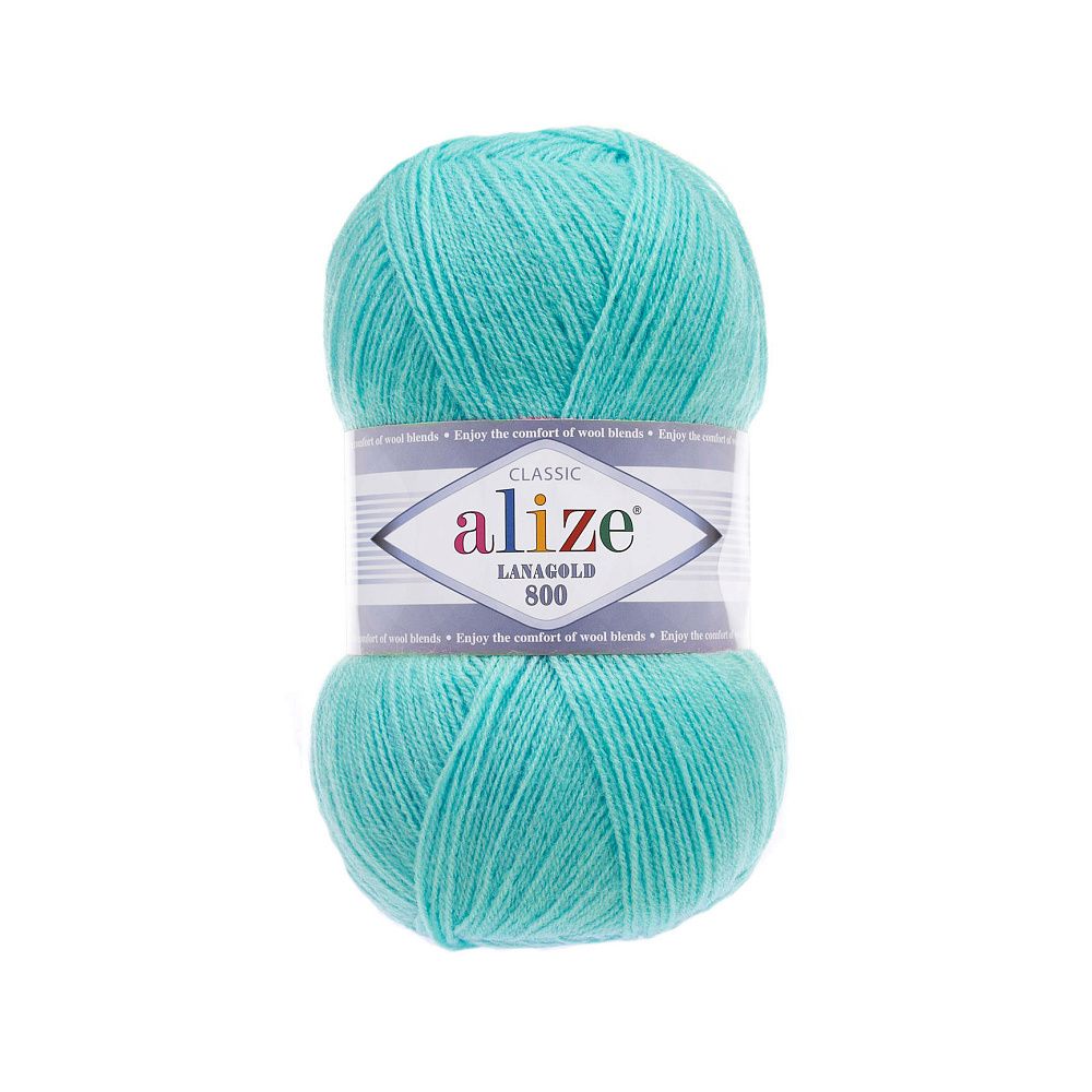 Пряжа Alize (Ализе) Lana Gold 800 / уп.5 мот. по 100 г, 800 м, 462 морская зелень
