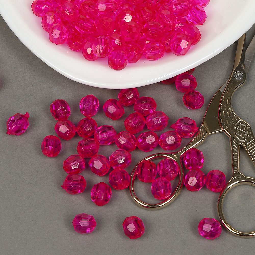 Бусины акрил ⌀10 мм, цв. 11 малина, 50 г, Magic4Hobby