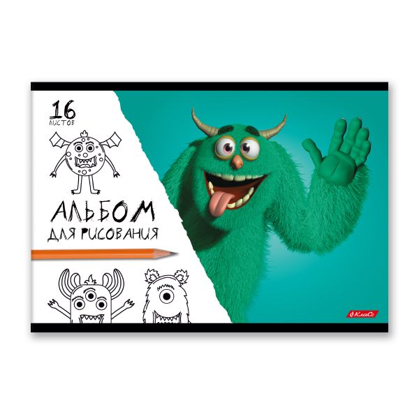 Альбом для рисования 100 г/м², A4 29х20.5 см, 16 л. на скобе, 10 шт, Буки и барабашки 000650, Светоч 16АЛСК4_1_3_9