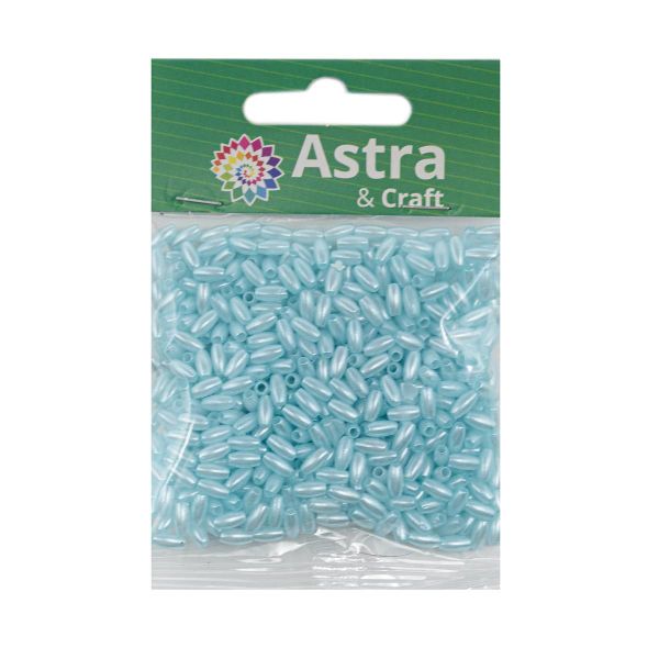 Бусины пластик (жемчуг) 3х6 мм, 15 г, Astra&Craft, J517 голубой
