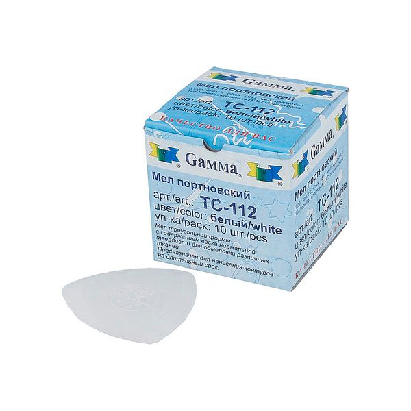 Мел портновский восковой, 10 шт, белый, Gamma TC-112