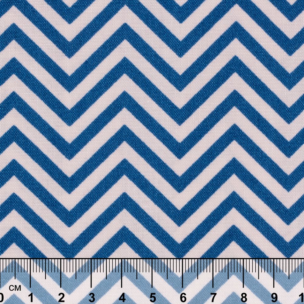 Ткань для пэчворка Peppy Бабушкин сундучок, рулон 112 см / 5 метров, БС-32 зигзаг я.синий, Peppy