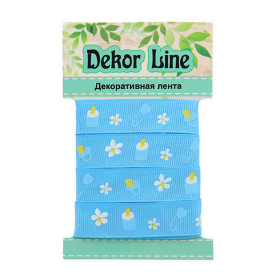 Лента репсовая (в рубчик) Детская, 15 мм, 3м, голубой