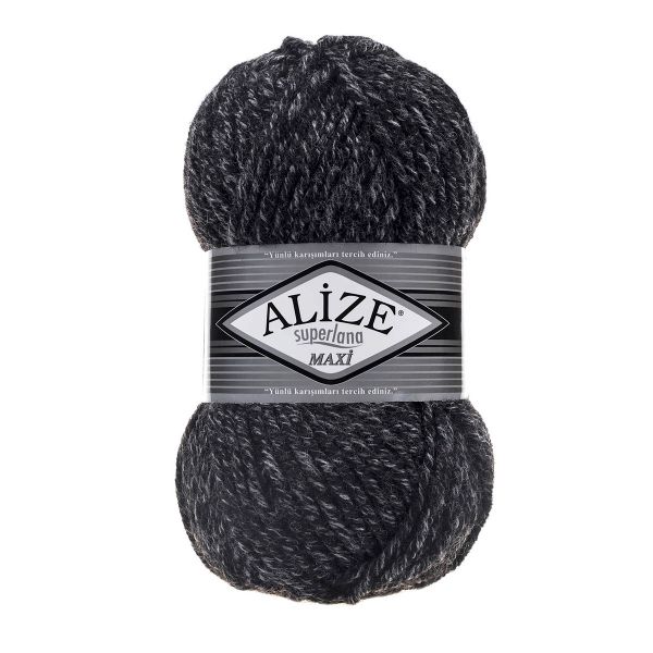 Пряжа Alize (Ализе) Superlana Maxi / уп.5 мот. по 100 г, 100м, 800 антрацитовый жаспе A