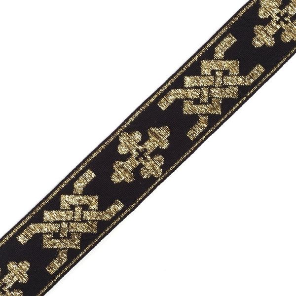Лента (тесьма) жаккардовая 30.0 мм / 50 метров, с3104г17 рис.8083 с метанитом, черный в ассортименте