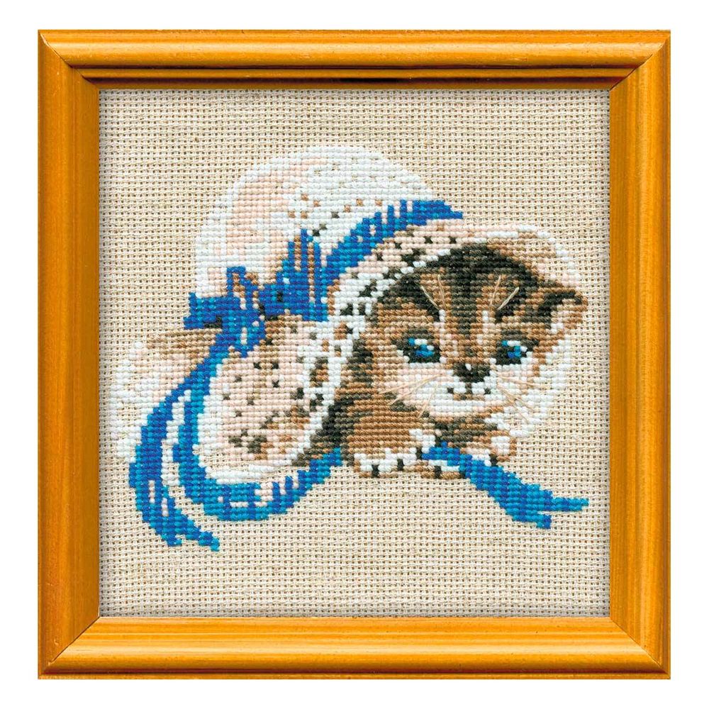 Набор для вышивания нитками Риолис, Котенок в шляпе, 15х15 см