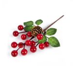 Веточка декоративная с шишкой и ягодами 20 см, 3 шт, 01, Blumentag