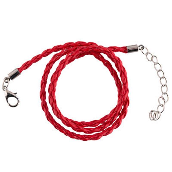 Шнур плетеный с замком 3 мм, 10 шт по 45 см, №04 красный, Zlatka CBC-01