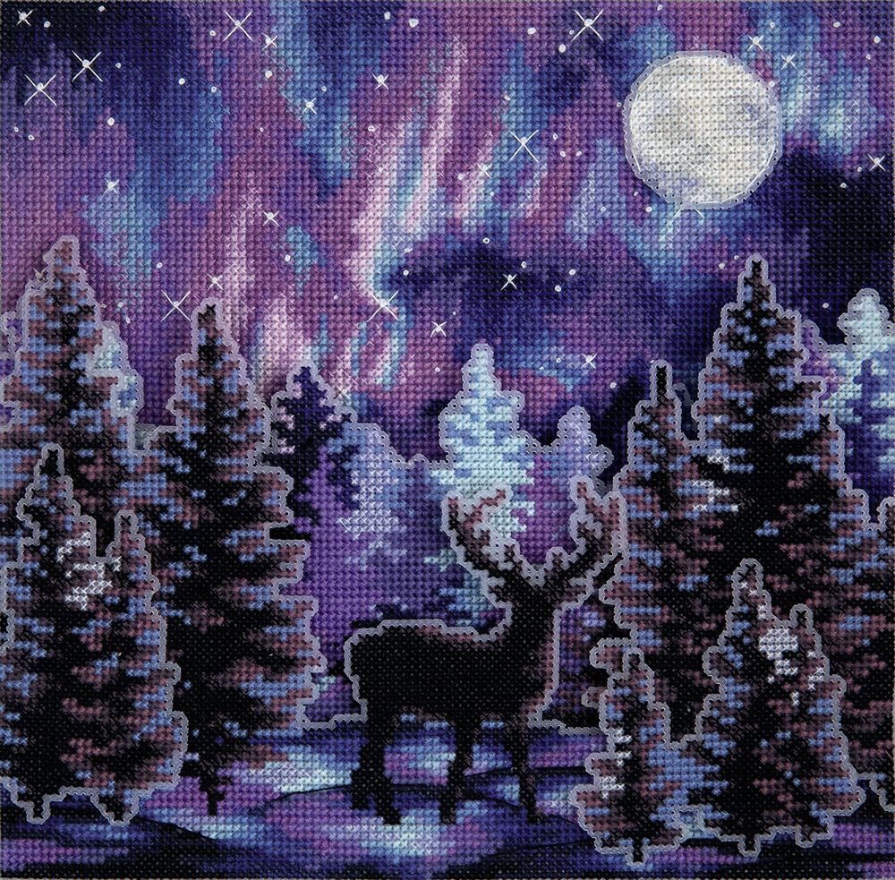 Набор для вышивания нитками Panna PS-7413, Звездная ночь, 21х21 см